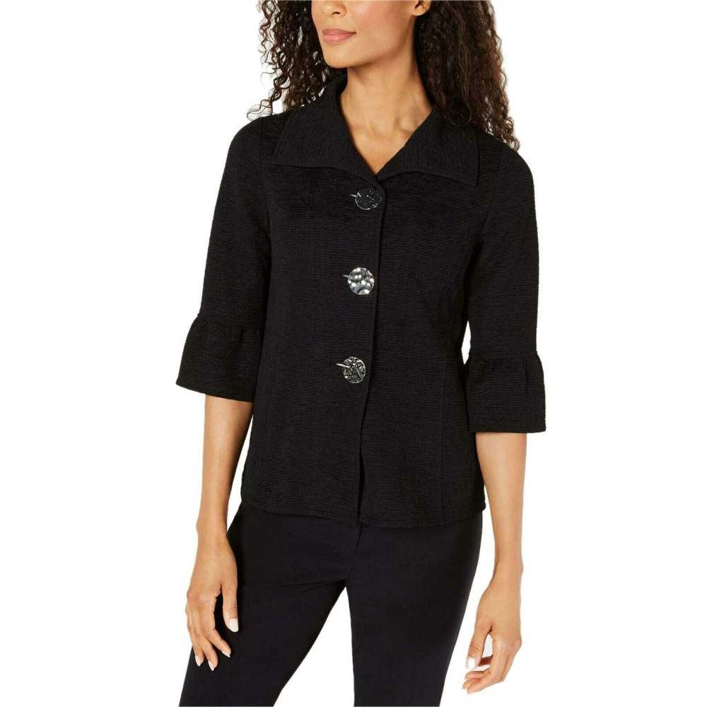 JM Collection Textured Three-Button Jacket,Large - Picture 3 of 9